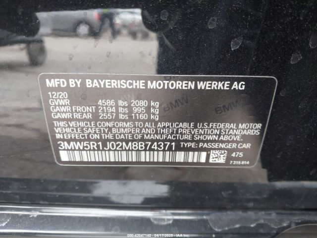 3MW5R1J02M8B74371 BMW 3 Series 330i