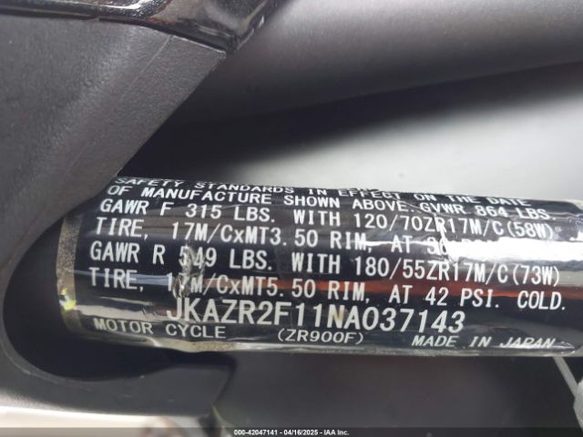 2022 KAWASAKI ZR900 JKAZR2F11NA037143 Photo 9
