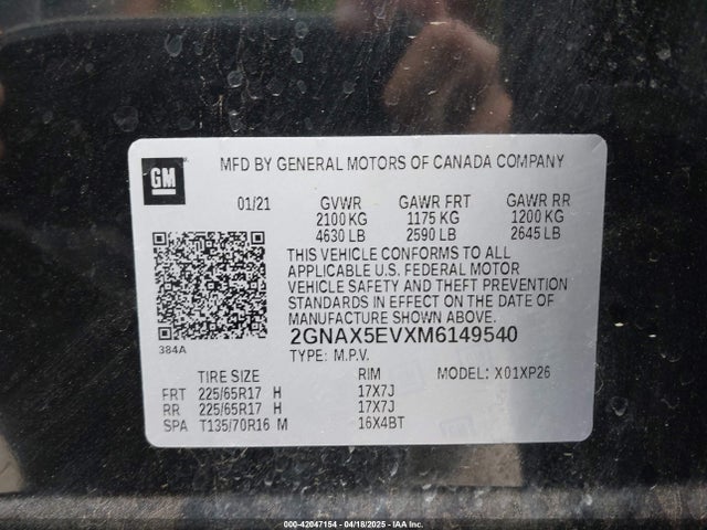 Chevrolet Equinox Awd 1fl 2021 2GNAX5EVXM6149540 Image 9