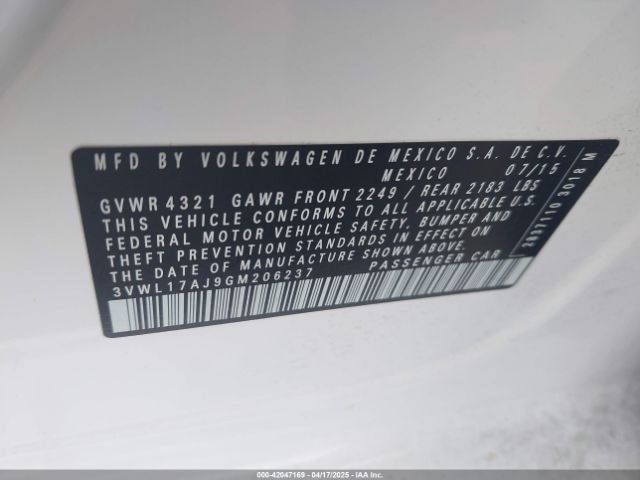 3VWL17AJ9GM206237 Volkswagen Jetta 1.8t Sel