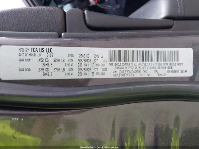 1C4RJEBGXJC460391 Jeep Grand Cherokee Limited 4x2