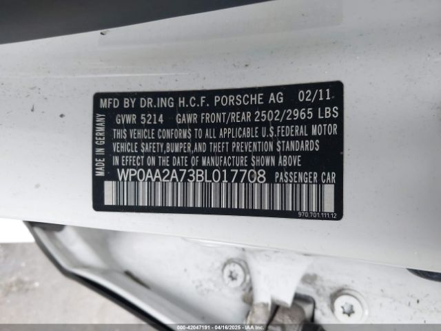 2011 PORSCHE PANAMERA WP0AA2A73BL017708 Photo 8