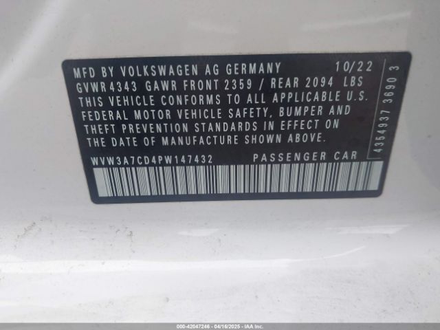 WVW3A7CD4PW147432 Volkswagen Golf Gti 2.0t Se