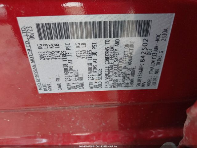 5N1BT3BA8PC842502 Nissan Rogue Sv Fwd