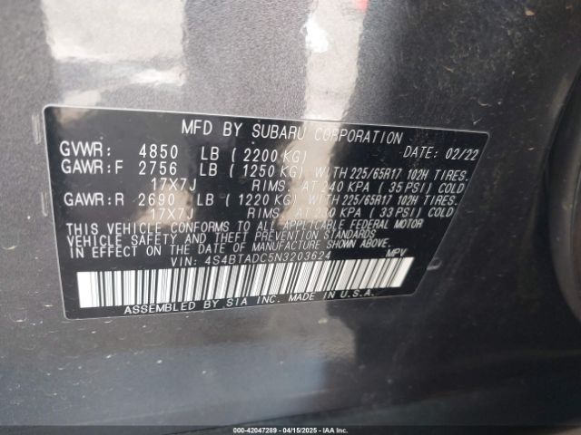 2022 SUBARU OUTBACK 4S4BTADC5N3203624 Photo 8