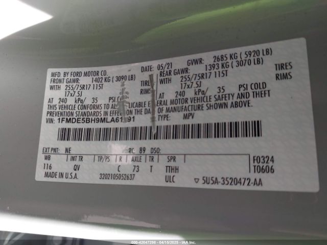 2021 FORD BRONCO 1FMDE5BH9MLA61091 Photo 8