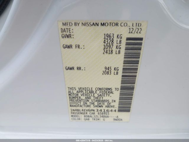1N4BL4EV6PN341644 Nissan Altima Sl Fwd