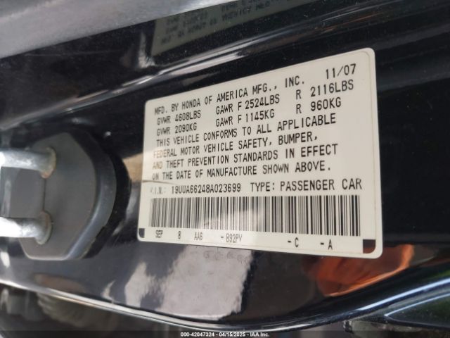 2008 ACURA TL 19UUA66248A023699 Photo 8
