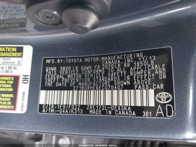2T1BURHE6EC070407 Toyota Corolla S Plus