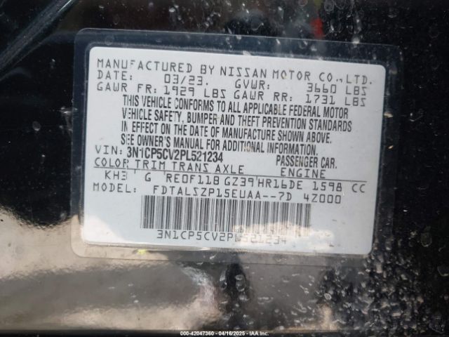 3N1CP5CV2PL521234 Nissan Kicks Sv Xtronic Cvt