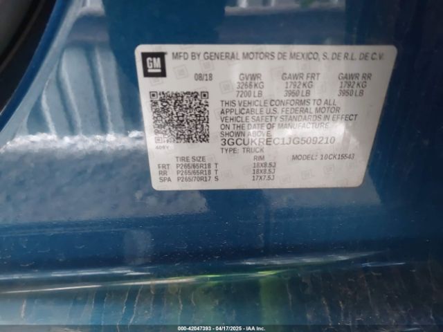 3GCUKREC1JG509210 Chevrolet Silverado 1500 1lt