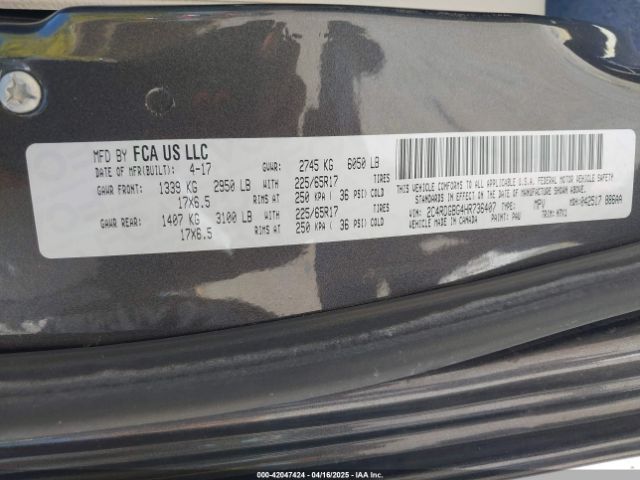 2C4RDGBG4HR736407 Dodge Grand Caravan Se
