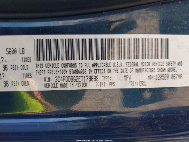 3C4PDDBG2ET178698 Dodge Journey Sxt