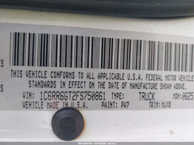 1C6RR6GT2FS750861 RAM 1500 Lone Star