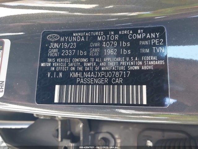 KMHLN4AJXPU078717 Hyundai Elantra Hybrid Limited