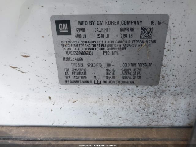 KL4CJESB8GB668854 Buick Encore