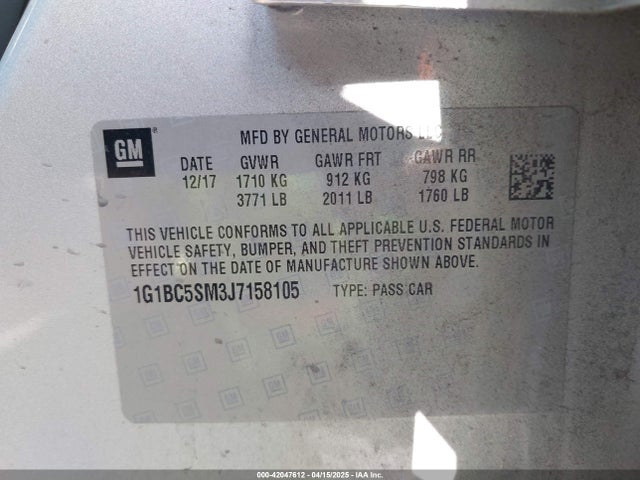 1G1BC5SM3J7158105 Chevrolet Cruze Ls Auto