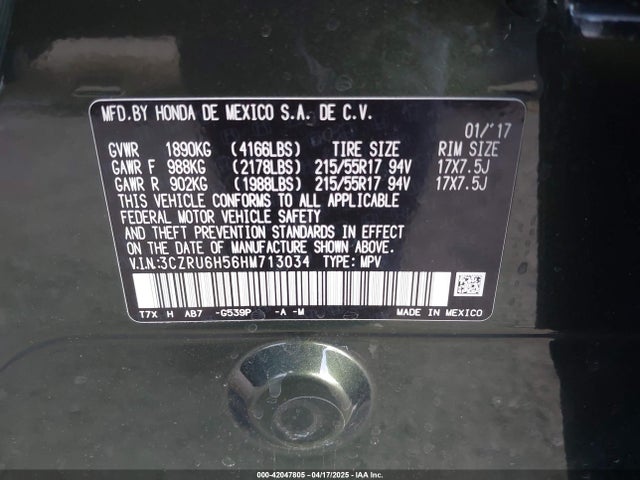 3CZRU6H56HM713034 Honda HR-V EX