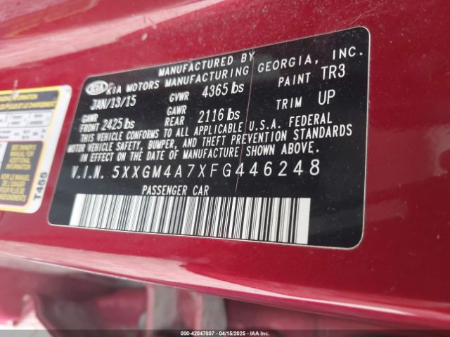 5XXGM4A7XFG446248 KIA Optima Lx