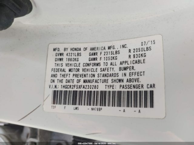 1HGCR2F5XFA230280 Honda Accord Sport