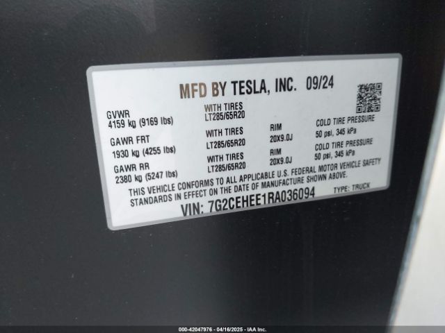 2024 TESLA CYBERTRUCK 7G2CEHEE1RA036094 Photo 8