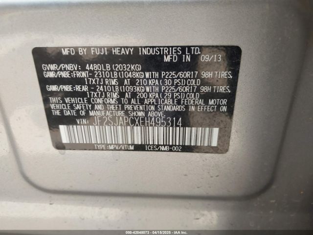 JF2SJAPCXEH495314 Subaru Forester