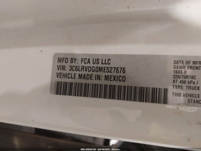 3C6LRVDG0ME527676 RAM Promaster 2500 High Roof 159 Wb