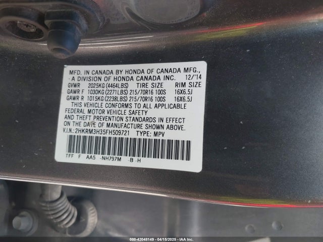 2HKRM3H35FH509721 Honda CR-V LX