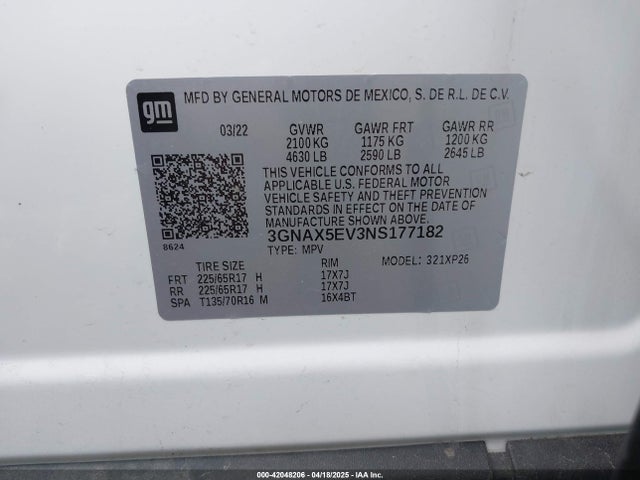 Chevrolet Equinox Awd 1fl 2022 3GNAX5EV3NS177182 Image 9