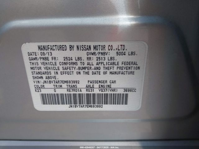 JN1BV7AR7EM693992 Infiniti Q50 Premium