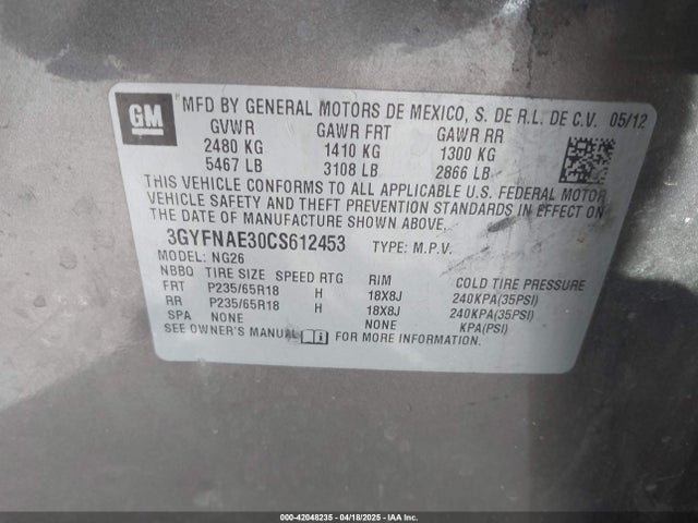 2012 CADILLAC SRX 3GYFNAE30CS612453 Photo 8
