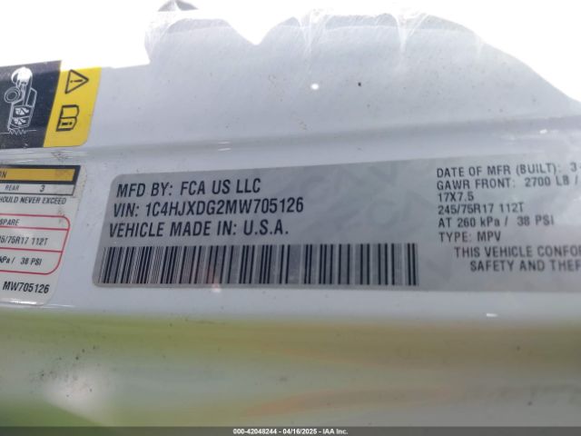 1C4HJXDG2MW705126 Jeep Wrangler Unlimited Sport S 4x4