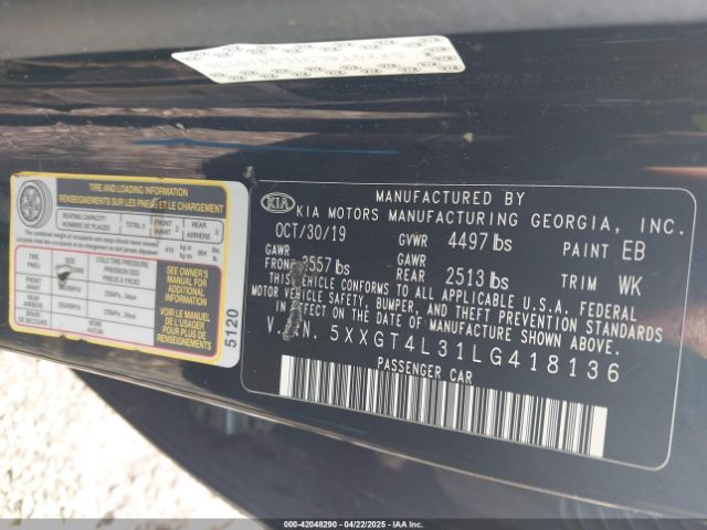 5XXGT4L31LG418136 KIA Optima Lx