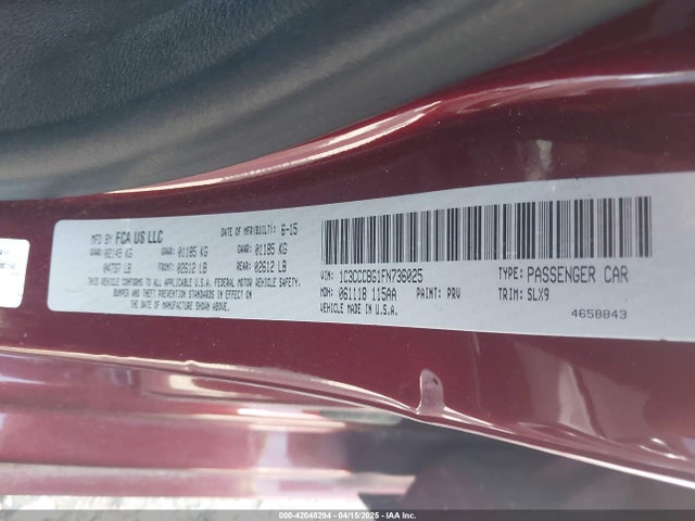 1C3CCCBG1FN736025 Chrysler 200 S