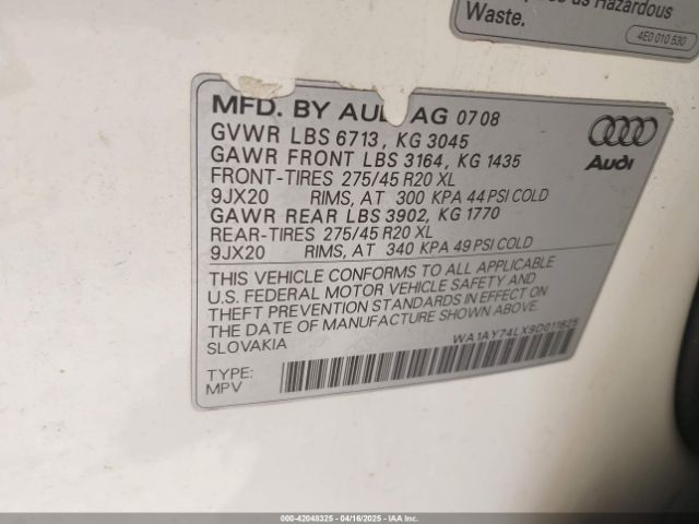 2009 AUDI Q7 WA1AY74LX9D011825 Photo 8