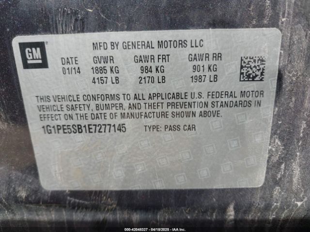 1G1PE5SB1E7277145 Chevrolet Cruze 2lt Auto
