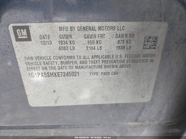 1G1PA5SH6E7245021 Chevrolet Cruze Ls Auto
