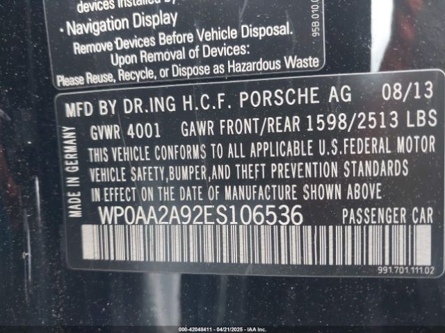 2014 PORSCHE 911 WP0AA2A92ES106536 Photo 8