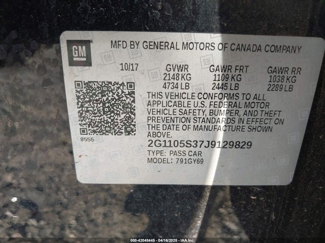 2G1105S37J9129829 Chevrolet IMPALA 1LT