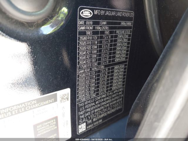 SALYB2EN3KA216833 Land Rover Range Rover Velar D180 S