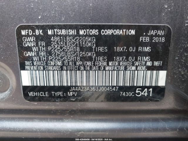 JA4AZ3A36JJ004547 Mitsubishi Outlander Es