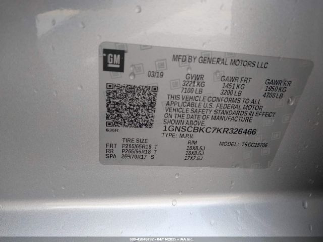 1GNSCBKC7KR326466 Chevrolet Tahoe Lt