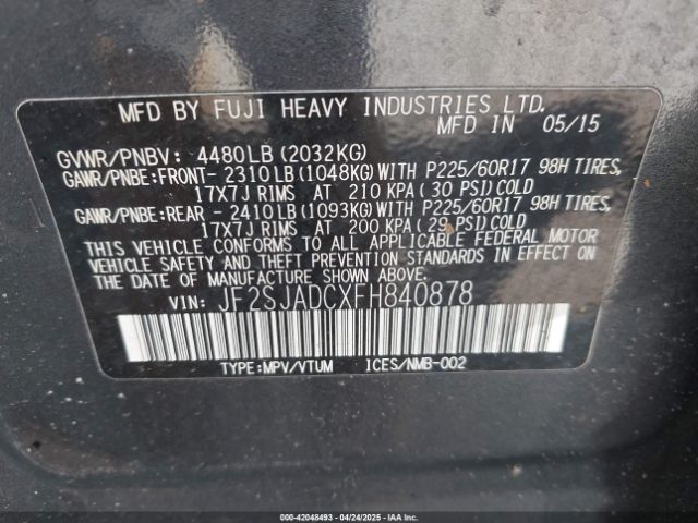 JF2SJADCXFH840878 Subaru Forester 2.5i Premium