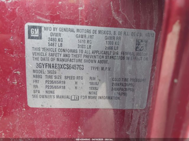 2012 CADILLAC SRX 3GYFNAE3XCS645783 Photo 8