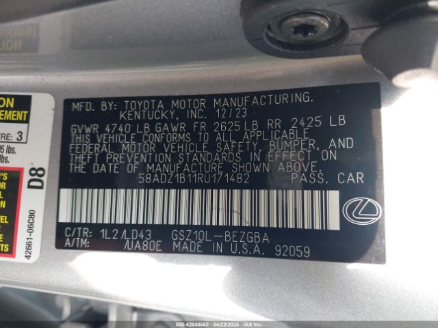 58ADZ1B11RU171482 Lexus ES 350