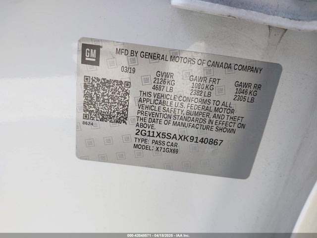 2G11X5SAXK9140867 Chevrolet IMPALA LS