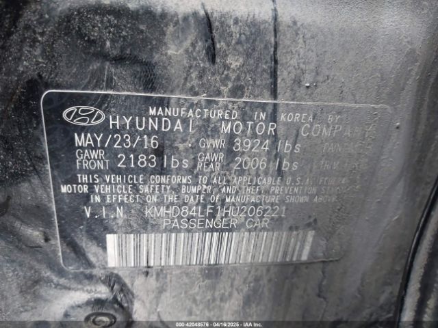 KMHD84LF1HU206221 Hyundai ELANTRA SE