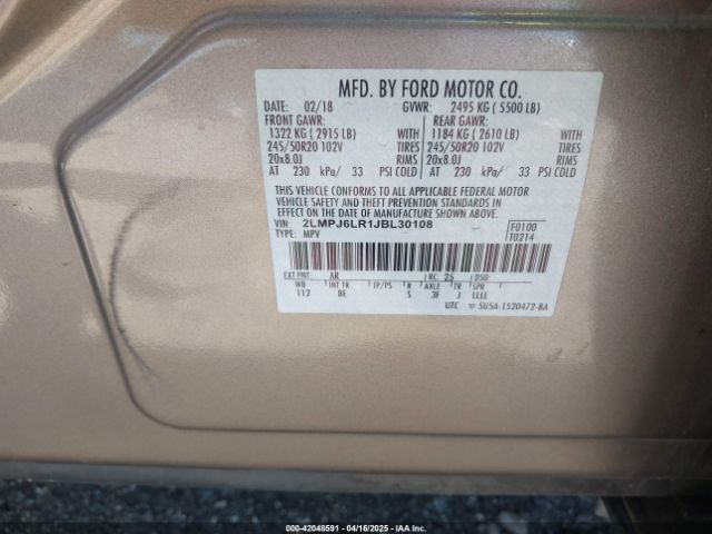 2LMPJ6LR1JBL30108 Lincoln Mkx Reserve
