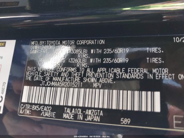 JTJCHMAA5R2015211 Lexus Rx 350 Premium