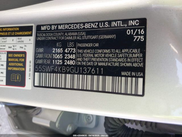55SWF4KB9GU137611 Mercedes-Benz C 300 4matic/luxury 4matic/sport 4matic